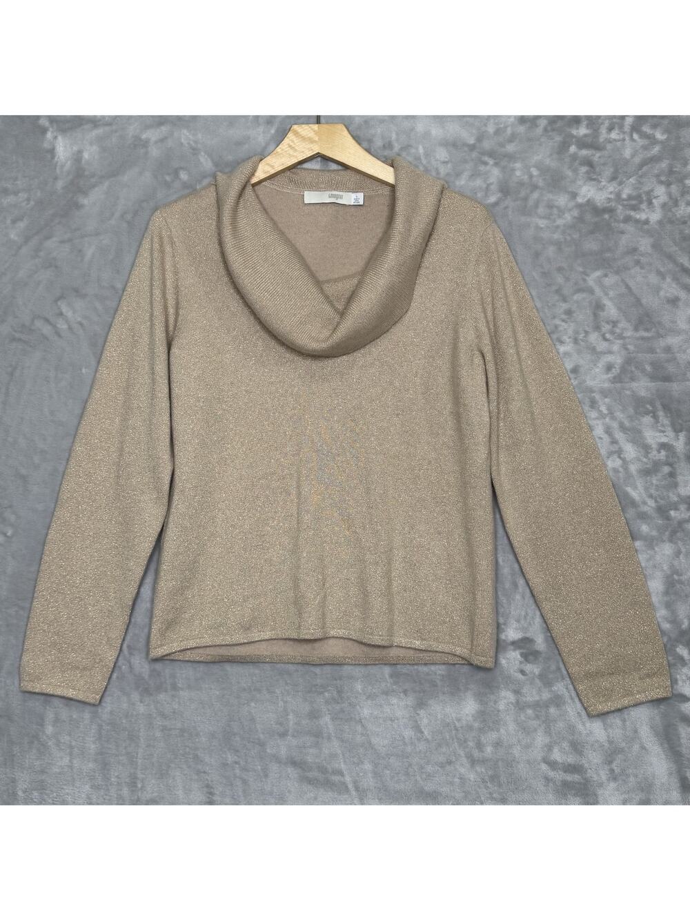 I. Magnin Sweater Womens Large Cashmere Blend Cowl Neck Pullover Knit Metallic